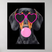 Funny Dachshund Wearing Gles And Blowing Nk Bubble Poster (Voorkant)