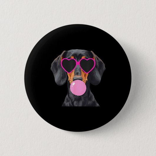 Funny Dachshund Wearing Gles And Blowing Nk Bubble Ronde Button 5,7 Cm (Voorkant)