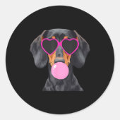 Funny Dachshund Wearing Gles And Blowing Nk Bubble Ronde Sticker (Voorkant)