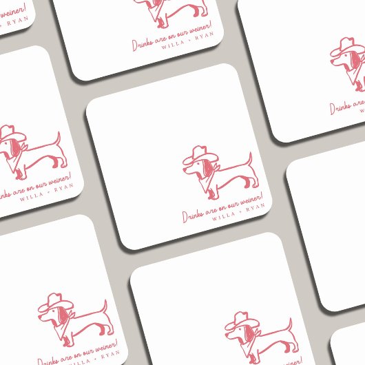 Funny Dachshund Wedding Coaster Kartonnen Onderzetters