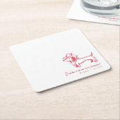 Funny Dachshund Wedding Coaster Kartonnen Onderzetters (Schuin)