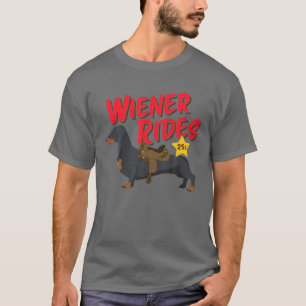 Funny Dachshund Wiener Rides Hondenliefhebber T-shirt