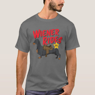 Funny Dachshund Wiener Rides Hondenliefhebber T-shirt