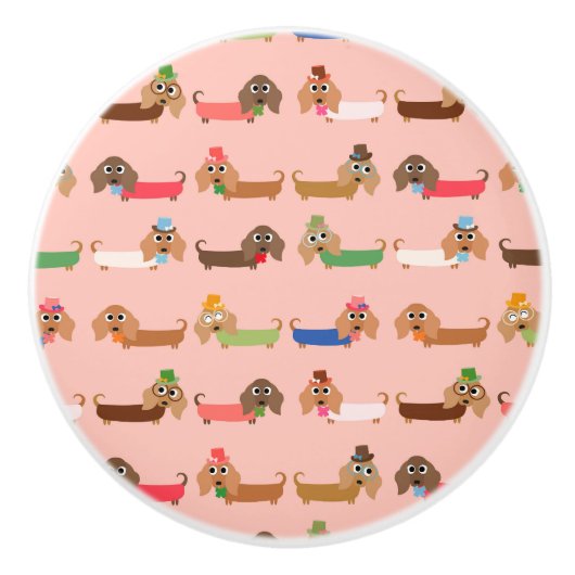 Funny Dachshunds Keramische Knop (Voorkant)
