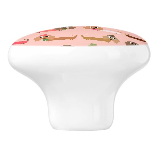 Funny Dachshunds Keramische Knop (Zijkant)