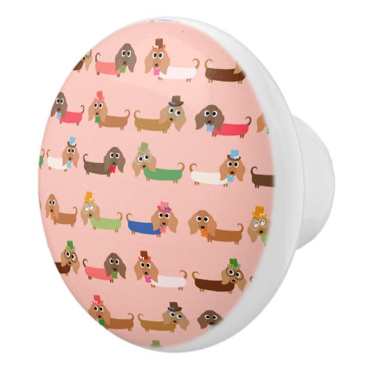 Funny Dachshunds Keramische Knop (Rechts)