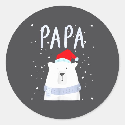 Funny Dad Bear Christmas Saint Hat Couples Family  Ronde Sticker (Voorkant)