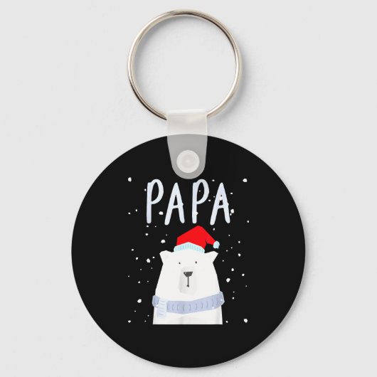 Funny Dad Bear Christmas Saint Hat Couples Family  Sleutelhanger (Voorkant)