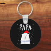 Funny Dad Bear Christmas Saint Hat Couples Family  Sleutelhanger (Voorkant)