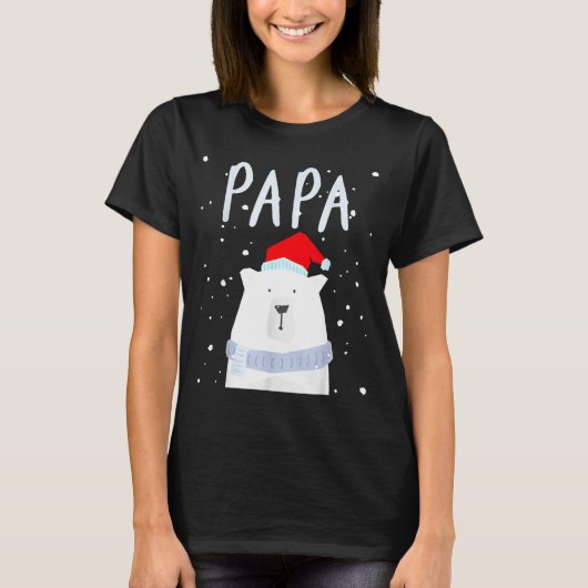 Funny Dad Bear Christmas Saint Hat Couples Family  T-shirt (Voorkant)