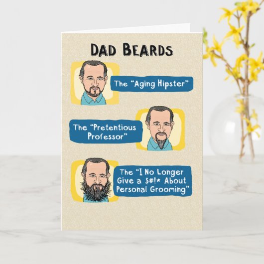 Funny Dad Beards Vaderdag Kaart (Gele Bloem)