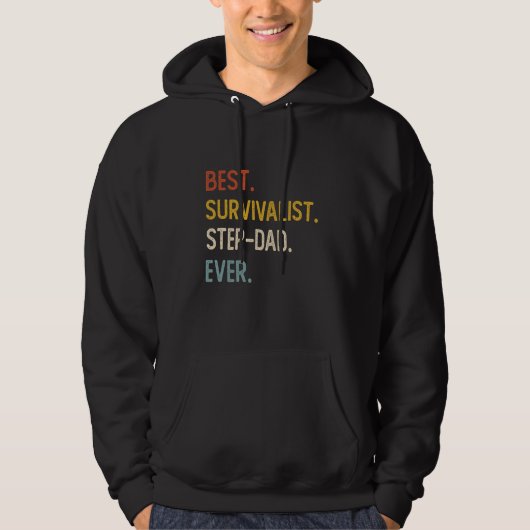 Funny Dad Beste Survivalist Step-Dad Ooit Shirten Hoodie (Voorkant)