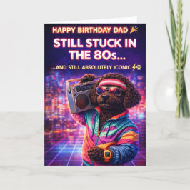 Funny Dad Birthday Card 80s Retro Dog Kaart