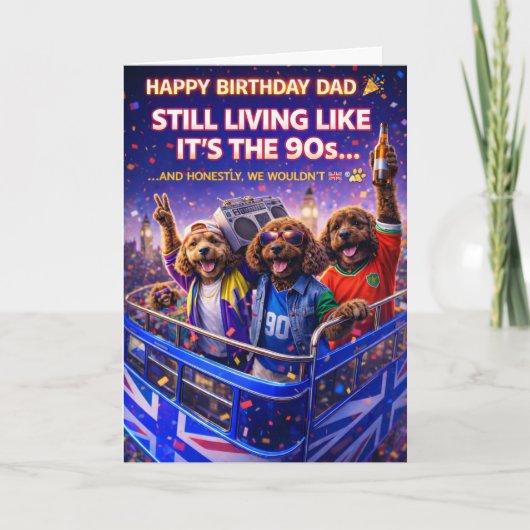 Funny Dad Birthday Card Dog 90s Cockapoo Kaart (Voorkant)