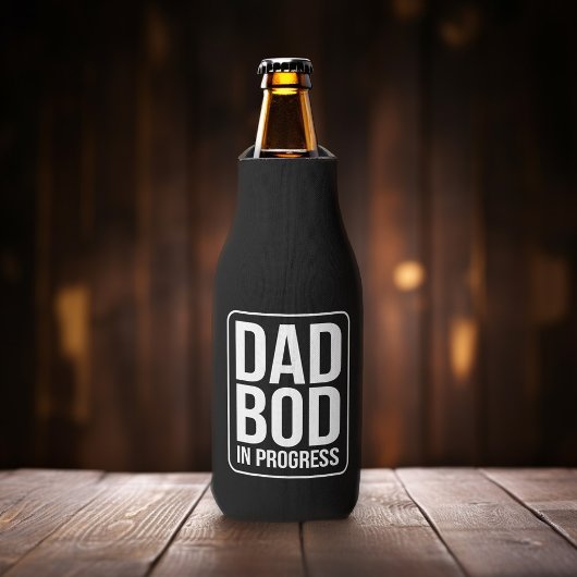 Funny Dad Bod in Progress Humor Fathers Day Black Flesjeskoeler