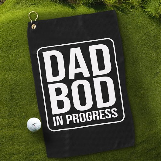 Funny Dad Bod in Progress Humor Fathers Day Black Golfhanddoek
