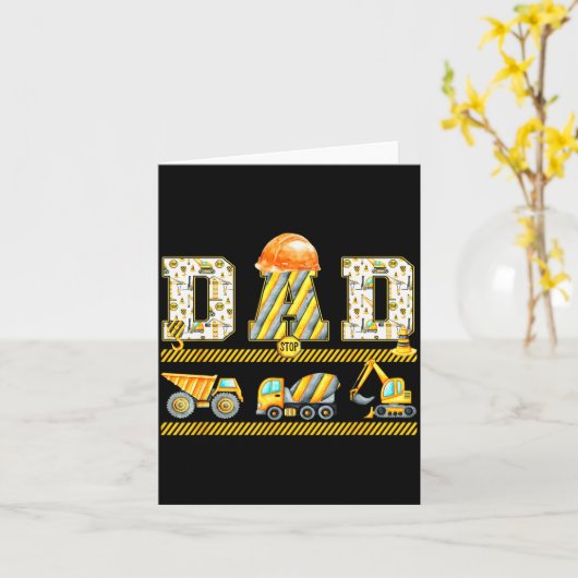 Funny Dad Construction Excavator Kids Matching Fam Kaart (Gele Bloem)