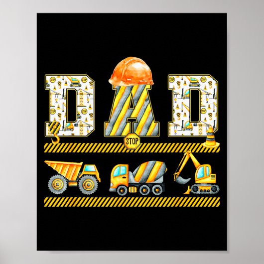 Funny Dad Construction Excavator Kids Matching Fam Poster (Voorkant)