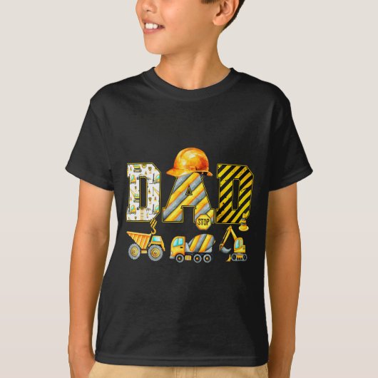 Funny Dad Construction Excavator Kids Matching Fam T-shirt (Voorkant)