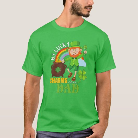 Funny Dad Day St Patricks Lucky Charms Call T-shirt (Voorkant)