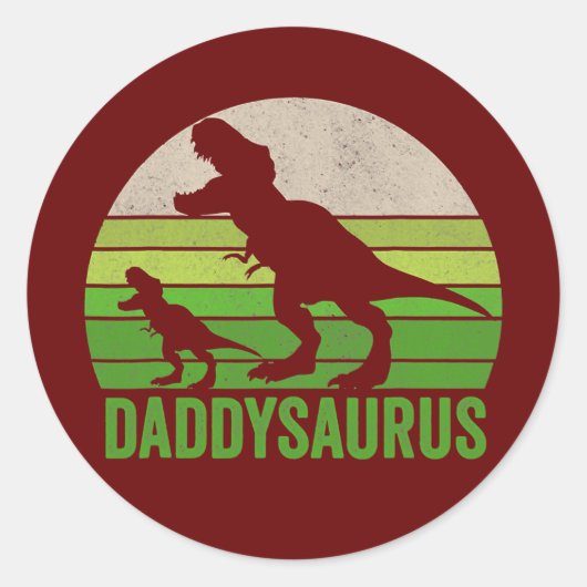 Funny Dad Dinosaur Daddysaurus Fathers Day Ronde Sticker (Voorkant)