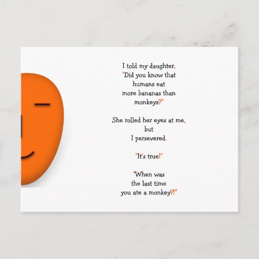 Funny Dad Joke op Monkeys Humans Bananas Daughter Briefkaart (Voorkant)