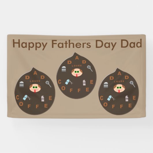 Funny Dad Monster houdt van Coffee Custom Banner (Horizontaal)