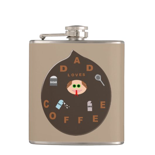 Funny Dad Monster houdt van Coffee Flask Heupfles (Voorkant)