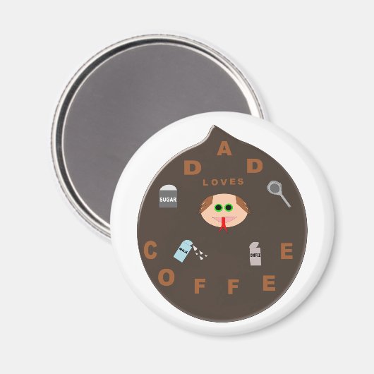 Funny Dad Monster houdt van Coffee Magnet (Voorkant / Achterkant)