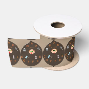 Funny Dad Monster houdt van Coffee Ribbon Satijnen Lint