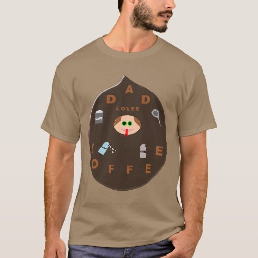 Funny Dad Monster houdt van Coffee T Shirt (Voorkant)