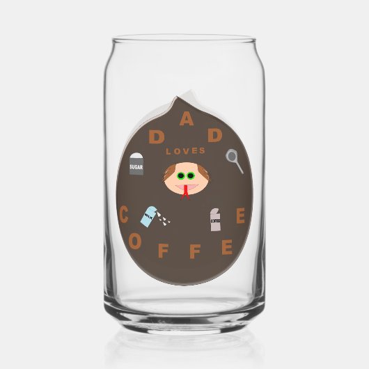 Funny Dad Monster houdt van koffie Blikvorm Glas (Voorkant)