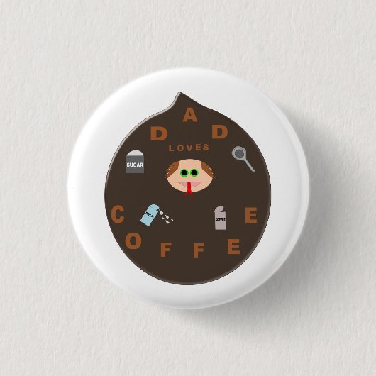 Funny Dad Monster houdt van koffie Button (Voorkant)