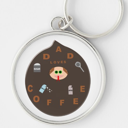 Funny Dad Monster houdt van koffie Sleutelhanger (Voorkant)