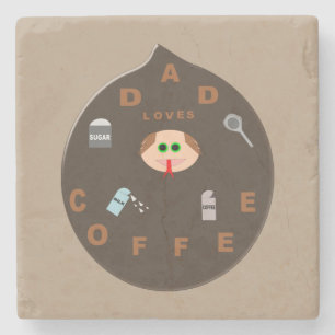 Funny Dad Monster houdt van koffie Stenen Onderzetter