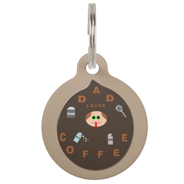 Funny Dad Monster verliest Coffee Custom Dog Label Huisdierpenning (Voorkant)