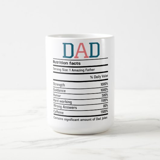 Funny Dad Nutrition Facts Koffiemok (Center)