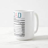 Funny Dad Nutrition Facts Koffiemok (Voorkant rechts)