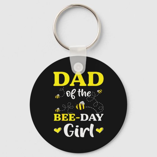 Funny Dad Of The Bee Day Girl Birthday Sleutelhanger (Voorkant)
