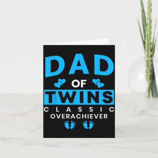 Funny Dad Of Twins Clic Overachiever Twins  Kaart (Voorkant)