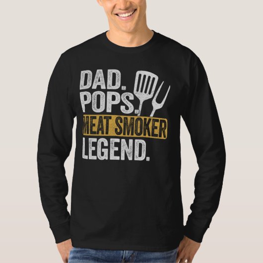 Funny Dad Poppen Meat Smoker Legend Cool Retro T-shirt (Voorkant)