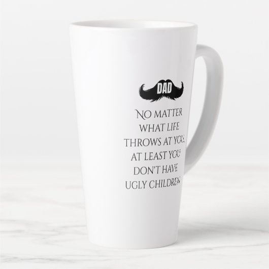Funny Dad Quote Mustache Art Latte Mok (Rechterhoek)