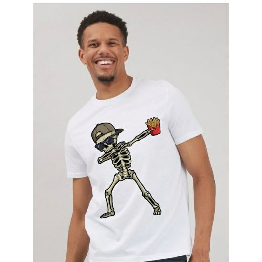 Funny Dad Shirt Skeleton Eating Fries