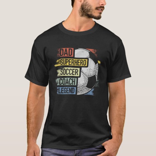 Funny Dad Superheld Voetbal coach Legend T-shirt (Voorkant)