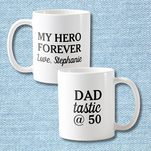 Funny Dad Tastic @50 Hero Forever 50th Birthday Koffiemok
