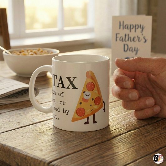 Funny "Dad Tax" Definition & Cute Pizza Graphic Cu Koffiemok