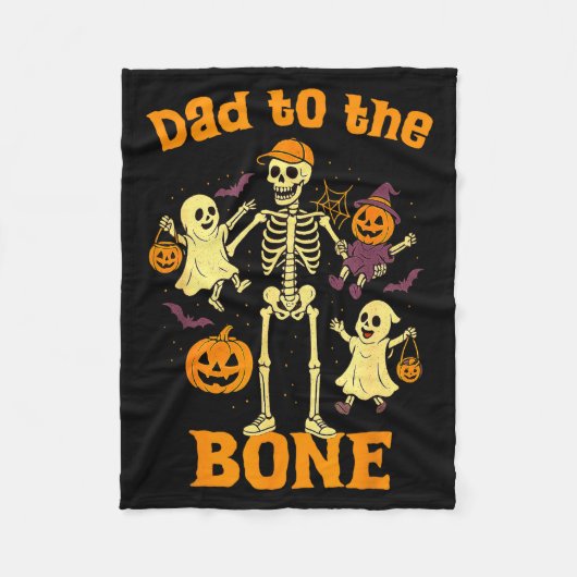 Funny Dad To The Bone Skeleton With Kids Halloween Fleece Deken (Voorkant)