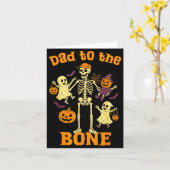 Funny Dad To The Bone Skeleton With Kids Halloween Kaart (Gele Bloem)