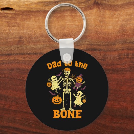 Funny Dad To The Bone Skeleton With Kids Halloween Sleutelhanger (Voorkant)