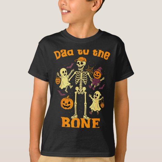 Funny Dad To The Bone Skeleton With Kids Halloween T-shirt (Voorkant)